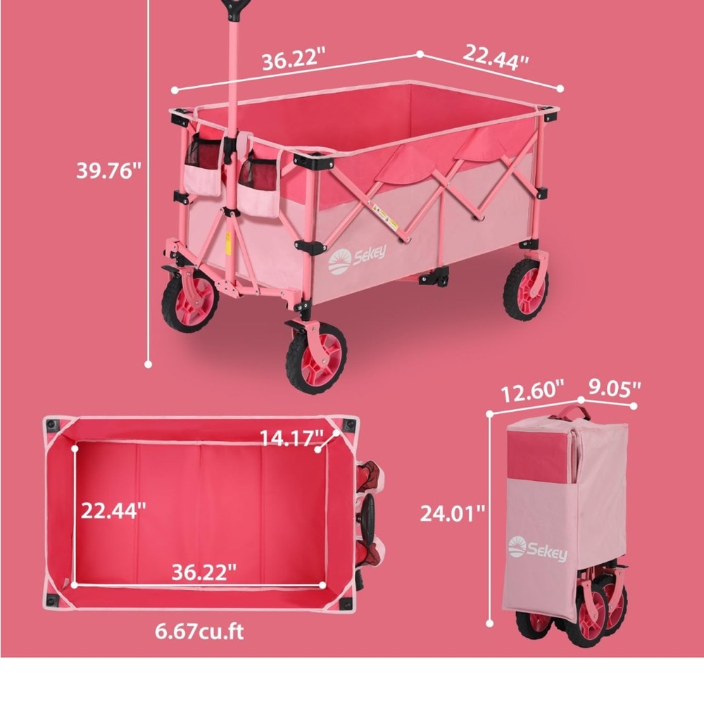 NIB PINK Collapsible Utility Wagon - Picture 7 of 10